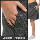 Xioker Women Skorts Skirts with Zipper Pockets,Athletic Golf Tennis Swim Skirts 20" Knee Length Skorts for WomenGrey Charcoal 2XL