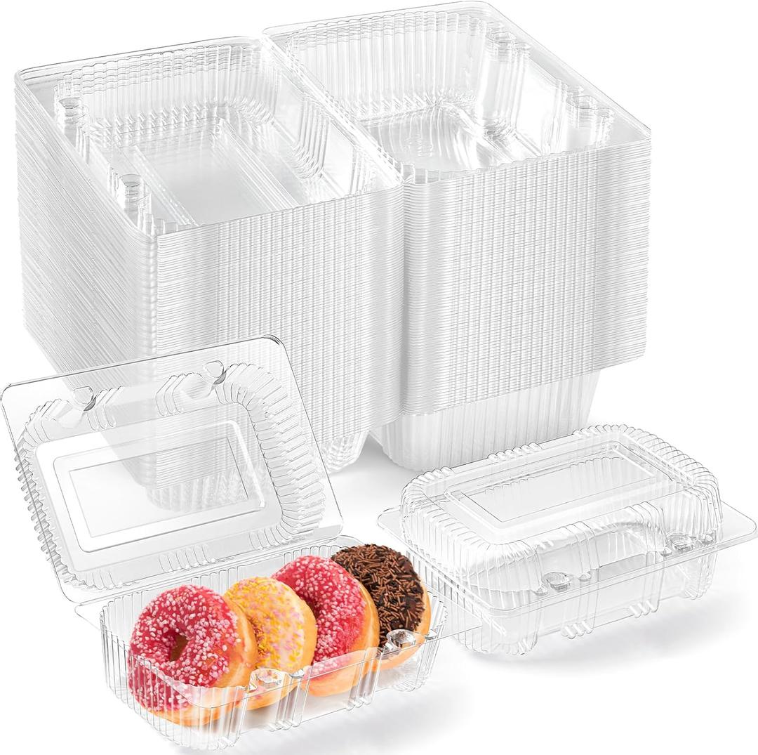 Zezzxu 40 Pack Clear Hinged Plastic Containers, Sturdy To Go Clamshell Food Containers with Lids, Disposable Take Out Boxes for Desserts Cake Slices Sandwich Salad Cookies (7.2 4.7 3 Inches)