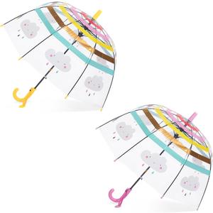 Kids Clear Umbrella for Rain Dome Bubble Umbrellas Windproof for Kids Boys and Girls, 2 Pack