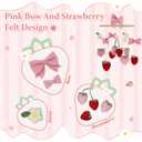 Strawberry Mobile for Crib Handmade Felt Bow Nursery Decor Crib Mobile Bow Strawberry for Bassinet Baby Shower Newborn Baby Gift (Bow Strawberry)