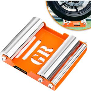 Grand Pitstop Motorcycle Wheel Cleaning Stand - Paddock Stand Replacement - Wheel Roller Stand for tire Cleaning & Chain Lubrication - GRoller Medium (Bikes < 485 lb & Tyre Width <180 mm) (Orange)
