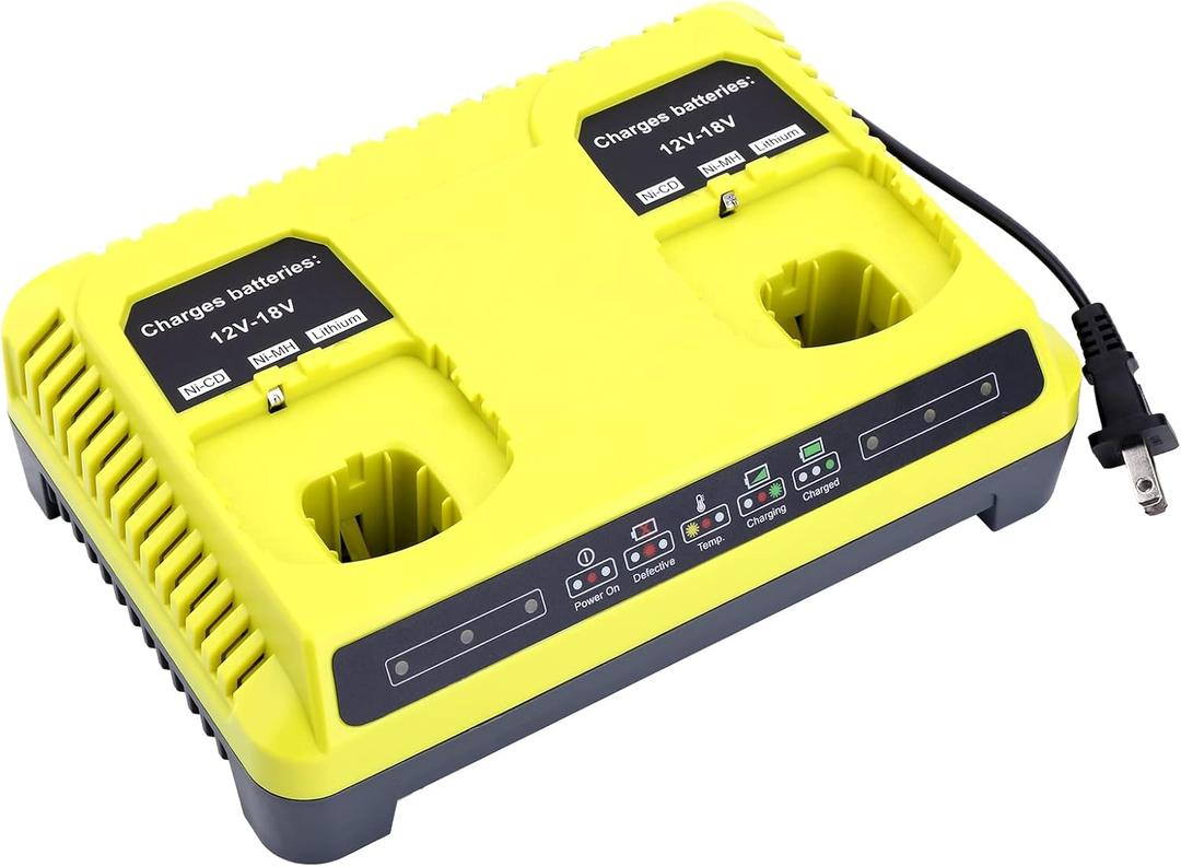 Biswaye P117S 18V Fast Dual Charger Compatible with Ryobi 12V-18V ONE+ Battery Lithium NiCad NiMh P102 P190 P189 P108 P105 P103 P107 PBP004 PBP005 PBP003 PBP002