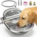 Animal Water Dispenser - 304 Stainless Steel Automatic Water Dispenser for Dogs & Animals, 10.6"x9.8"x4.7", Auto-Refill, Leakproof Drain Plug, Extra Float, 100cm Hose