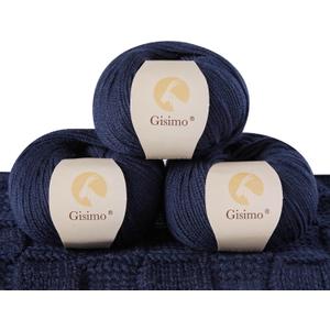 100% Merino Wool Yarn, 6-Ply Luxurious and Soft Yarn for Hand Knitting & Crocheting, 1.76 OZ/50g, 127 yds/116 Meters (Navy Blue, 3 Balls)