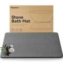 Realion Stone Bath Mat, Dries Quickly, Non-Slip Diatomaceous Earth Bath Mats for Bathroom, Super Absorbent Stone Shower Mat, Easy to Clean, 23.5" x 15.5" Light Gray