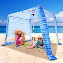 Beach Cabana - 6.2x6.2 UPF 50+ Sun Shade, Easy Setup & Portable, Waterproof Canopy with Sand Pockets, Side Wall & Beach Umbrella Tent Design - Perfect for Family Trips, Picnics & Camping