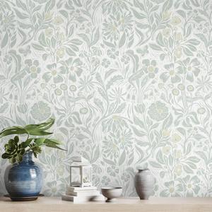 Heroad Floral Contact Paper Green Peel and Stick Wallpaper Botanical Self Adhesive Removable Stick on Wall Paper for Cabinets Drawers Waterproof Bathroom Pantry Wall Decor Vinyl Roll 17.3''x78.7''