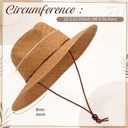 Straw Sun Panama Hats for Women Sun Wide Brim Straw Hat Fedora Summer Hats with Wind Lanyard Khaki