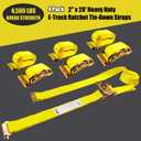 KJE E-Track Ratchet Straps, 4 Pack 2" x20' Heavy Duty Cargo Tie-Downs, 4500LBS Breaking Strength, Standard E Track Fitting Tie Down Ratcheting Strap for Cargo Vans, Trucks, Trailers