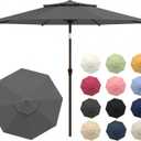 11FT Patio Umbrella, 2 Tier Outdoor Table Umbrella, Large Vented Market Umbrellas with Crank Lift, 8 Sturdy Ribs for Backyard, Deck, Pool, UPF50+ UV Protection