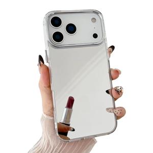 YTanazing for iPhone 17 Pro Mirror Case Women Girls Makeup,Cute Glass Glossy Mirror Back Hard Case with Clear Soft Silicone Shockproof Bumper TPU Frame for iPhone 17 Pro