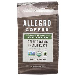 Allegro Coffee Decaf Organic French Roast Whole Bean Coffee, 12 Ounce, BBD 04/04/2027