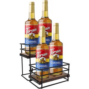 4 Bottle Coffee Syrup Rack Organizer 2 Tier Syrup Holder Stand for Coffee Bar Syrup Storage Shelves for Bar Family Storage Small Wine Rack for Syrup Wine Dressing