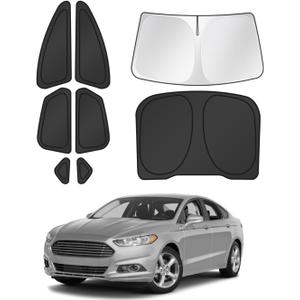 Canvcle Window Shades for 2013-2021 Ford Fusion Accessories Windshield Sun Shade Side Rear Window Covers Sunshade Sun Visor Shield Privacy Protection for Camping Keep Vehicle Cool Black 8PCS