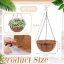 Dandat 12 Pack Hanging Planter Basket Outdoor Large Hanging Flower Pots Indoor 10 inch with Coco Coir Liner Round Wire Plant Holder Chain Basket Garden for Home Decor Balcony Office