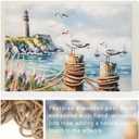DRLWGTY Large Canvas Wall Art, Framed Vintage Coastal Wall Decor – Seagull by the Sea with Lighthouse and Waves,Hand-Painted Accent Details for Bedroom Living Room Office (Seagulls, 28*40 in, Wrapped Canvas)