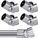 Zonon 4 Pack Shower Curtain Rods Single Swivel Flange Angled Shower Curtain Rods Bracket with Screws Brushed Nickel Finish 180 Rotation Fit 1" Outer Dia Rod for Bathroom Angled Sloped Ceiling Wall