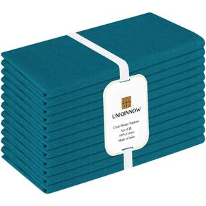 Set of 12 Cotton Cloth Dinner Napkins - Soft Durable Washable - Ideal for Farmhouse Party Wedding Christmas Easter - Perfect Everyday Use Table Linen 17x17 inch Cloth Napkins Teal