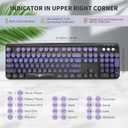 Wireless Keyboard and Mouse Combo, 104 Round Keys Cute Colorful Keyboard and Mouse with Retro Typewriter for PC/Mac/Laptop/Tablet/Computer/Windows Black Purple