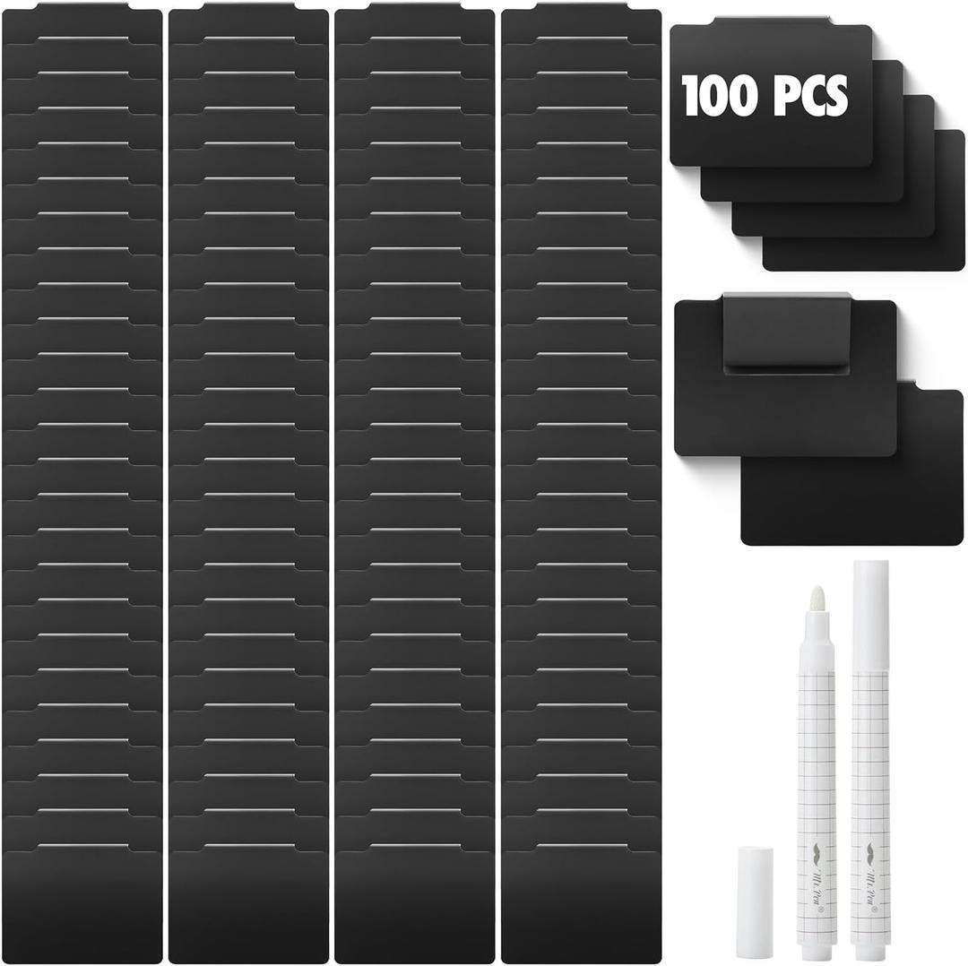 Mr. Pen- Basket Labels Clip On Set, 102 pcs, 100 Removable Bin Labels Clip On with 2 Chalk Markers, Storage Bin, Basket Tags