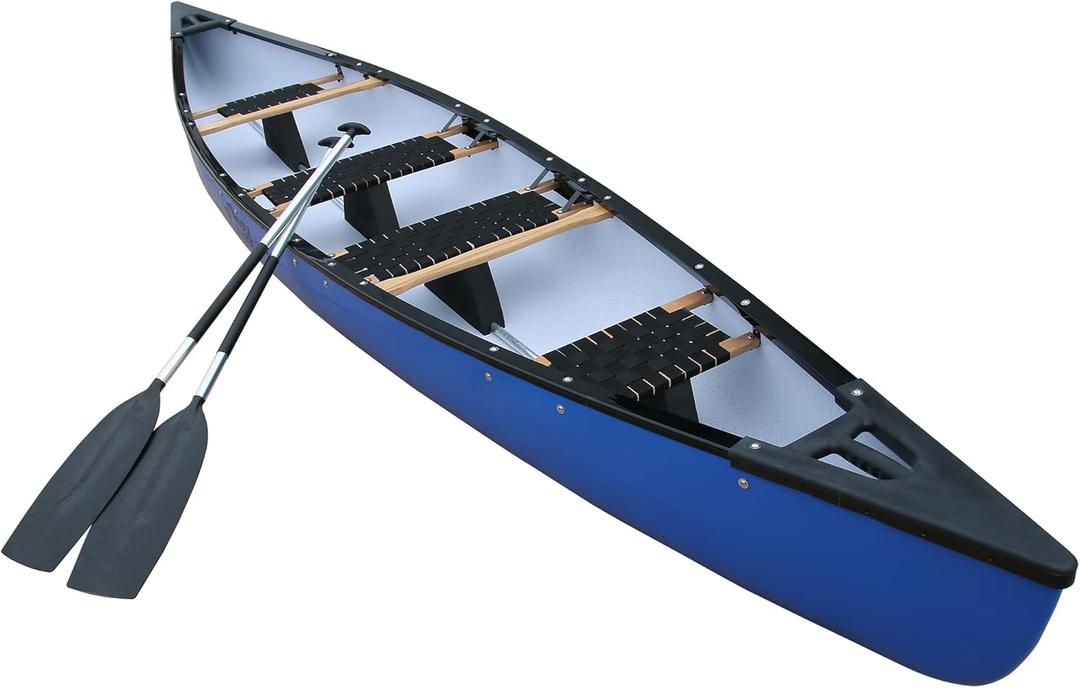 Paddle Voyage 15.94ft Expedition Canoe Kayak, 4-6 Person, 936lbs Capacity, Comfort Seats, Includes 2 Paddles, Blue, 15.94′