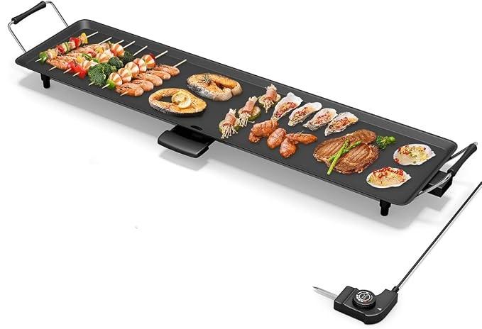 KOTEK 35" Electric Griddle, Nonstick Extra Large XL Teppanyaki Grill 2000W
212℉–464℉, Long Flat Top Skillet w/ 5 Temp Settings, Drip Tray & Cool Handles for Indoor/Outdoor/BBQ/Pancake/Breakfast