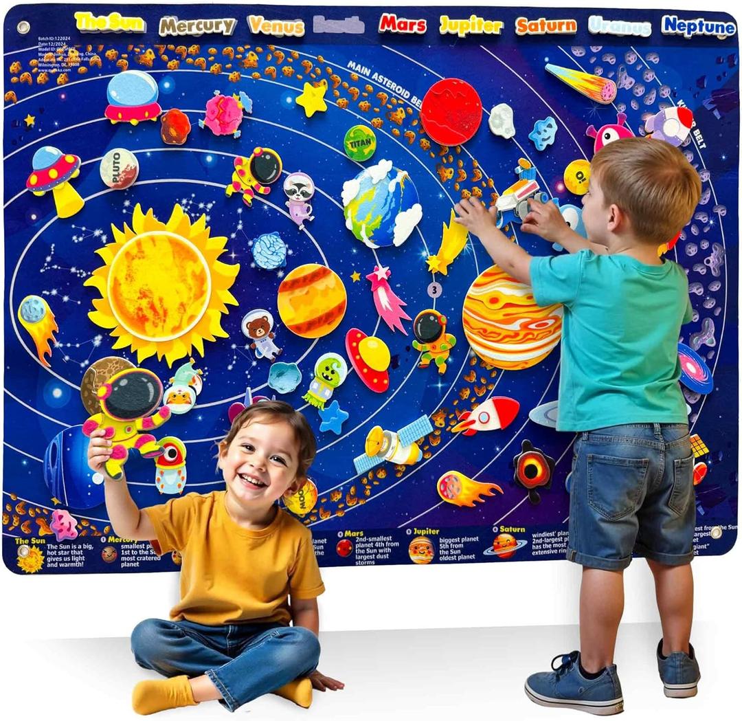 QUOKKA Space Felt Board for Kids 3-5 Years Old - Social Emotional Preschool Learning Activities for Ages 3-5 - Educational Flannel Toy Speech Therapy Gift