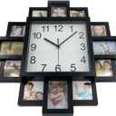 Timelike DIY Frame Clock, Black, 40cm x 40cm x 4.5cm, Analog Display, Protects Photos, Kids Art, Embroidery Designs