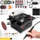 Mini Table Saw for Crafts, Portable Small Hobby Table Saw with 196 Accessories, Adjustable Speed & Angle, All-in-One Cutting, Sanding, Engraving for Wood, Plastic, PCB, Acrylic (Liftable)