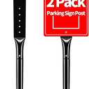 2Pack Heavy Duty Cast Iron Sign Stand - 48" Outdoor Portable Pedestal Post - Display Road Sign, Construction Sign Holder (Black), 2 Pack Parking Sign Post-15lbs
