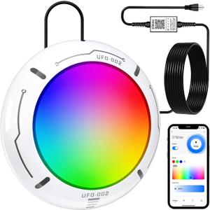 LED Pool Lights for Above Ground Pool with APP Control 20W RGB Pool Light with Suction Cups and Built-in Magnets IP68 12V Underwater Pool Light for Above ground Inground Pools Waterproof 28FT Cord (WhiteGray)