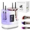 3 IN 1 Electric Makeup Brush Cleaner,Automatic Makeup Brush Cleaner with Makeup Brush Dryer,Portable USB Deep Cleaning for All Size Beauty Makeup Brush Set,Blush Brush,Sponges (White)