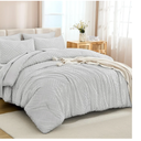 Andency Light Grey Comforter King Size Set with Sheets - 7 Pieces Boho Bed in a Bag Tufted Bedding Sets Lightweight All Season Bed Set with Comforter, Sheets, Pillowcases & Shams