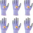 ANDANDA Kids Gardening Gloves, Nitrile Coated Children Yard Work Gloves with Grip, Suitable for Toddlers, Children, Girl, Boy (6XL(Age9-12), Purple)