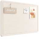 Fluxynara Bulletin Board, 23.6" x 17.5" Cork Board Alternative with 12 Safe Removable Adhesive Tabs, Foldable Felt Pin Board for Home Office, Classroom, Bedroom,Entryway for Walls—Oatmeal