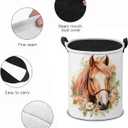 Watercolor Horse with Flowers Laundry Hamper Basket,Horse Art Collapsible Portable Laundry Bag, Storage Bins Toys Storage Gifts Basket, Bedroom Home Nursery Decor for Baby Girl Women