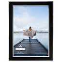 Malden International Designs Black Sleek With Silver Inside Border Picture Frame, 5x7, Black