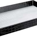 17.5"x12" Silver & Black Glossy Crocodile Faux Leather Serving Tray Beautiful Modern Elegant Decorative Tray with Handles Ottoman Coffee Table Tv Remote Storage for All Occasion's