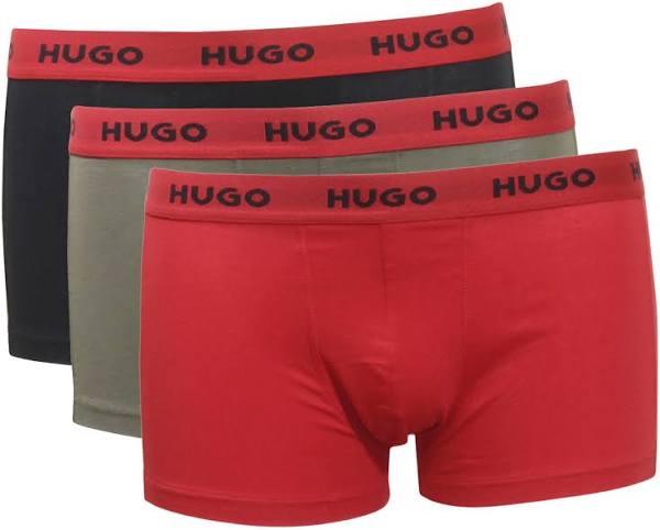 Hugo Boss Men's Stretch Cotton Trunk Underwear 3-Pack , Gray, Red, Black M