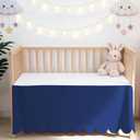 Scallop Edge Crib Skirt Navy Blue, 100% Egyptian Cotton 400 Thread Count Crib Skirt Dust Ruffle,Double Layer,Durable,Smooth Toddler Bedding Skirt for Baby Girls or Boys, 52"X28" with 14"
