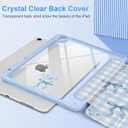 TWOLSKOO Case for iPad Air 11-inch (M4 2026 / M3 2025 / M2 2024), Clear Acrylic Back with TPU Bumper, Pencil Holder, Trifold Stand, Auto Sleep/Wake, Blue Gingham Bows