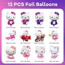 12Pcs Kitty Foil Balloons for Kitty Birthday Party Girls Birthday Party Balloons,Baby Shower Birthday Party Decorations