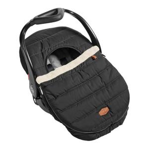 JJ Cole Winter Baby Car Seat Cover - Winter Car Seat Cover for Baby Seat or Stroller - Infant Car Seat Covers with Warm Sherpa Lining - Black (One Size (Pack of 1))