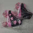 Women's and Girl's Classic Roller Skates with Light up Wheels and Love Heart Pattern, High-top PU Leather Rollerskates (Youth's 2, BLACK)