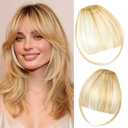 Clip in Bangs for Women Bangs Hair Clip Wispy Fake Bangs Hair Extensions Fringe with Temples Hairpieces for Daily Wear Light Blonde Mix Bleach Blonde