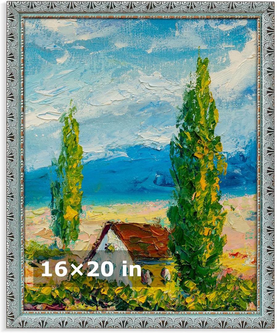 HLiWEGNS Vintage Mint Green 16x20 Frame, Single Frame, Wood Poster Frame with Green Finish for 16 x 20 Poster, Antique Ornate Frame for Wall Decor, Gallery Artwork, Photo Display