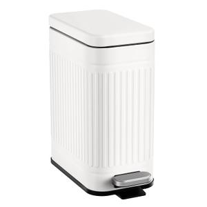 TrashAid Bathroom Trash Can with Lid, 2.6 Gallon Small Garbage Can Soft Close, Stainless Steel Step Waste Basket for Bathroom, Bedroom, Home Office, Laundry Room, Toilet, RV, White, 10 Liter