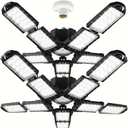 2 Packs LED Garage Light, Super Bright Screw in E26/E27 Ceiling Shop Work Lamp, 260W 26000 Lumen Deformable Basement Bulb Fixture with 10+1 Adjustable Panels, Lighting for Workshop, Attic