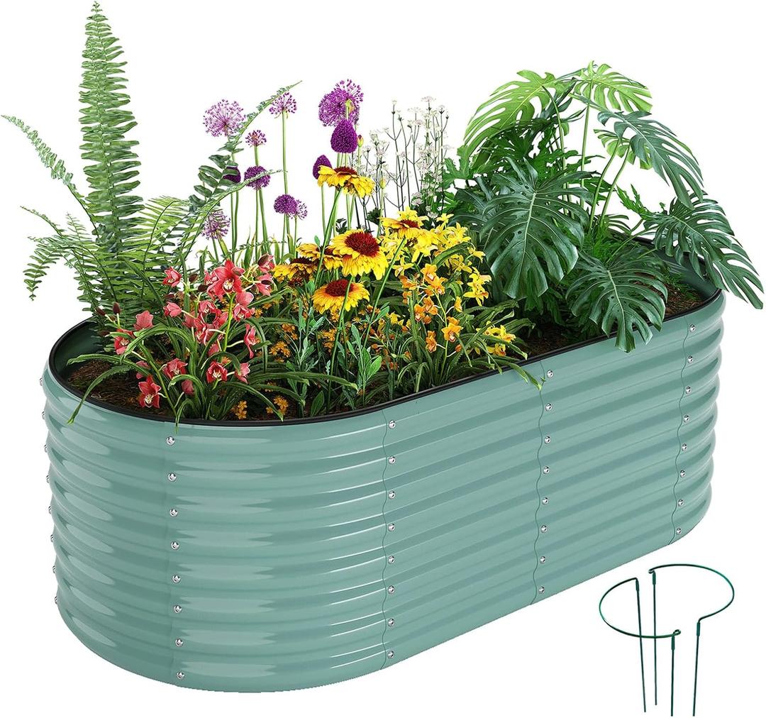 Galvanized Metal Planter Raised Garden Bed Kit for Gardening Outdoor6x3x2ft Planter Grow Garden Box Raised Flower BedLong Vegetable Clearance Herb Raised Garden Beds for Container Gardening (Green)