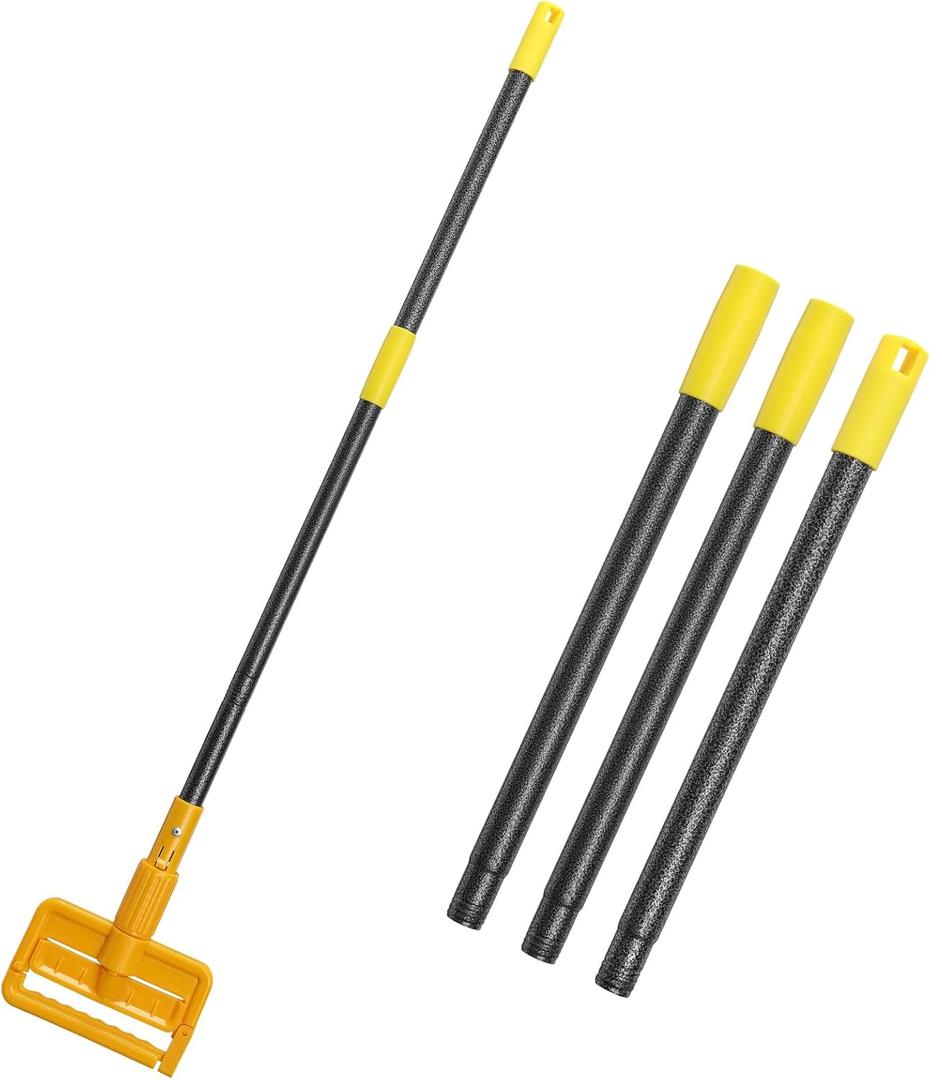 Mop Handle Commercial Heavy Duty, 60 inch Metal Commercial Mop Stick,Side Gate Mop Head Replacement Holder for Floor Cleaning,Clamp Mop Handles Quick Change for Wet Mop (1)